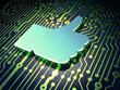 Illustration: Social media concept: Like on circuit board background Social media concept: Like on circuit board background