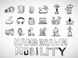 Vetor: Hand drawn mobility icons doodles Hand drawn mobility icons doodles