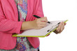 Business Woman Hold Clipboard