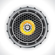 Abstract speaker and volume knob design