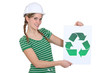 Photo: Woman with recycling symbol Woman with recycling symbol