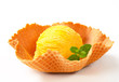 Lemon custard ice cream in a wafer bowl