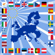 27 icons of european union with map