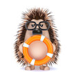 Cute hedgehog has a lifering