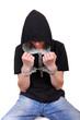 Arrested Young Man in Handcuffs