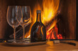 delicious drinks at the fireplace natural light only