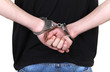 Handcuffs on Hands closeup