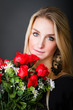 perfect blonde celebrate with red roses
