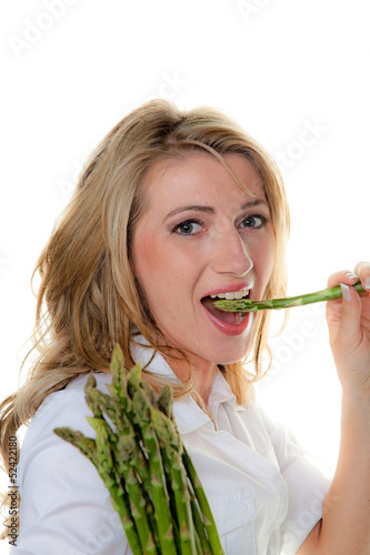 Photo: Frau mit grünem Spargel Frau mit grünem Spargel