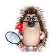 Cute hedgehog has a loud hailer