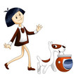 Girl dog helmet clipart cartoon style vector illustration white