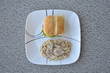 Top view burger and pasta