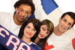 Foto: Two couple supporting French football Two couple supporting French football
