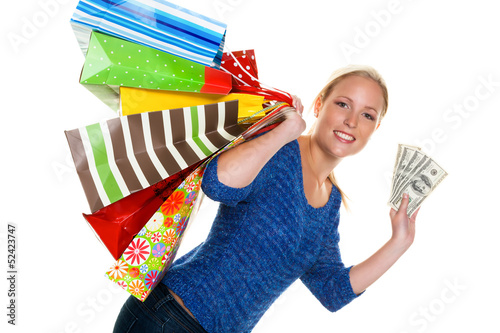 Photo: Frau mit Einkaufstaschen beim Shopping Frau mit Einkaufstaschen beim Shopping