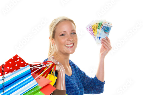 Photo: Frau mit Einkaufstaschen beim Shopping Frau mit Einkaufstaschen beim Shopping
