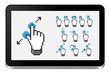 Tablet pc with touch screen gestures. Vector illustration.