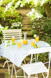 Erfrischung mit Saft im sommerlichen Garten