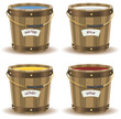 Water, Milk, Honey And Wine Inside Wood Bucket