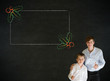 Thumbs up boy business man and teacher with Christmas checklist