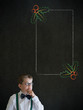 Thinking boy business man with Christmas holly checklist