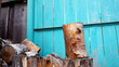 Chopping wood with axe. Failed attempt.