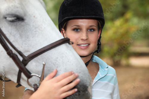 Photo: Rider with white horse Rider with white horse