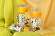 Flowering branches in glass banks