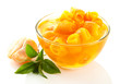 Orange jam with zest and tangerine, isolated on white