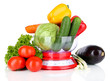 Fresh vegetables in scales isolated on white