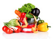 Fresh vegetables in scales isolated on white