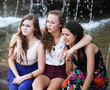 Students girls having fun outside.