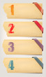Vector: Set of retro cardboard paper banners with color ribbon tags. Vec Set of retro cardboard paper banners with color ribbon tags. Vec