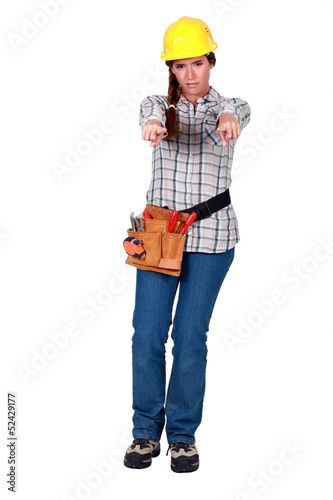 Photo: Female mason pointing Female mason pointing
