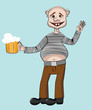 a man with a glass of beer