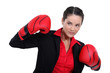 Photo: Woman with boxing gloves Woman with boxing gloves