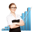 businesswoman with big 3d chart