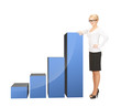 businesswoman leaning on big 3d chart