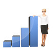 businesswoman leaning on big 3d chart