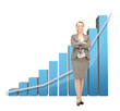 businesswoman with big 3d chart