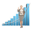 businesswoman with big 3d chart
