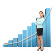 businesswoman with big 3d chart