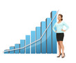 businesswoman with big 3d chart