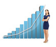 businesswoman with big 3d chart