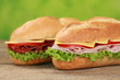 Sub Sandwich mit Salami und Schinken