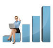 Photo: businesswoman sitting on big 3d chart businesswoman sitting on big 3d chart