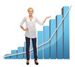 businesswoman pointing at big 3d chart