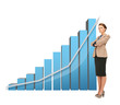 businesswoman with colorful 3d graphics