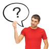 man with text bubble and question mark