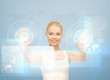 woman working with virtual screen