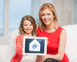mother and daughter with tablet pc